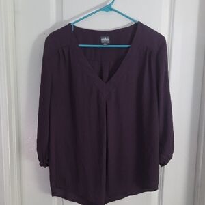 Soho Elegant Plum V-Neck Blouse